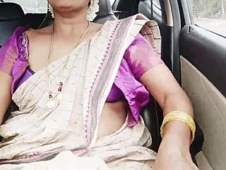 aunty's big saree boobs bounce for son-in-law's dirty telugu fuck