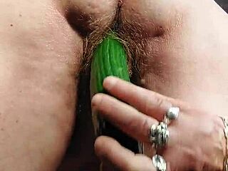 German Granny Fucks Hairy Beaver Pussy Hard With Cucumber Food Play