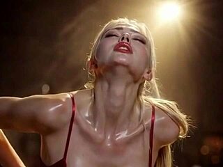 look at this red velvet beauty teasing her huge tits in ai outfit!