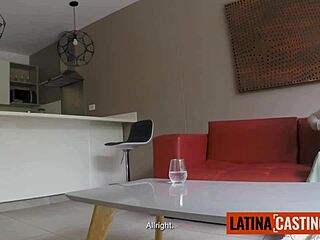 innocent redhead latina teen tricked into hardcore fuck during red lingerie casting shoot