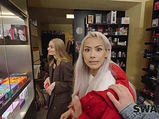 Swap4k: Fibi Euro Threesome Fuck in Sex Shop!