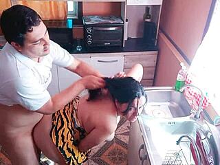 Step Mom's Friend Fucks Juicy Kitchen Pussy In Miniskirt Babysitter Fantasy