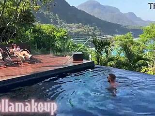 Big Clit Brunette Lesbians Lick Massive Pussies and Squirting Tits in Rio Orgy