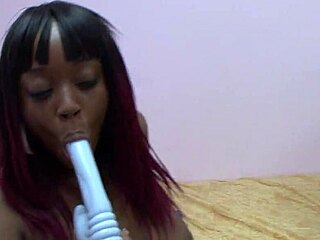 pregnant black women share double dildo in puffy cunts