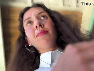 friend blasts cumshot face cafe i slurp sperm off food