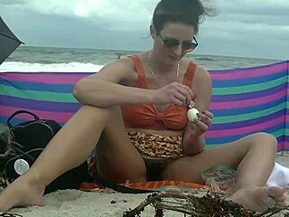 Caribbean cuckold wife flashes hairy pussy for bbc on nude beach!