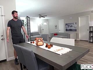 What if shy petite blonde caught her tall stepbro stroking that cock?