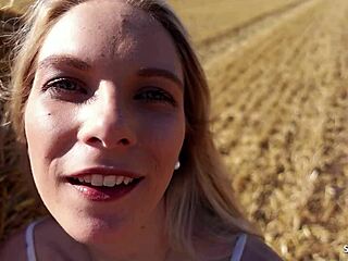 Petite German Blonde Teen's Risky Outdoor POV Fuck