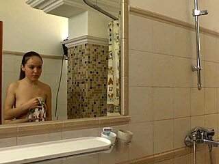 shaving my hairy pussy smooth right in the steamy shower for you