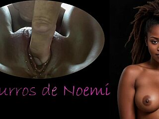 Noemi whispers dirty secrets while cumming on dildo close-up!