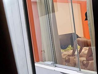 sexy mexican nurse miranda rides lover's cock openly through open window