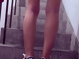 Shemale Ting Xuan Vibes Her Ass in Stairwell Miniskirt