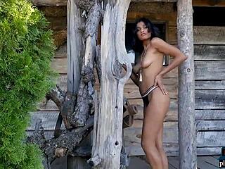 playboy centerfolds rip clothes and strip naked outdoors!