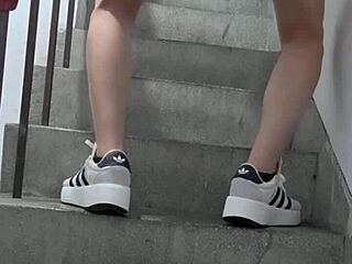 Shemale Ting Xuan Vibes Her Ass in Stairwell Miniskirt