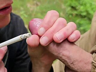 Smoking Cigarettes Before Face Cumshot from Intense Milf Blowjob