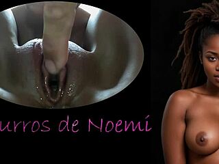 Noemi whispers dirty secrets while cumming on dildo close-up!