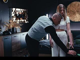 Hotel Staff Freezes Blonde Guest for Tit Sucking Fuck Doll Play