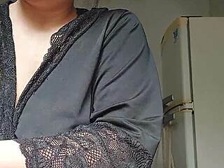 brazilian bbw beach beauty with huge natural tits cooking