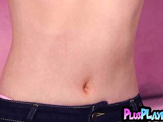 Petite Abbie Brandon strips lingerie to expose small tits and pussy, ready?