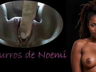 Noemi whispers dirty secrets while cumming on dildo close-up!