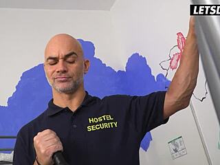 lilly bella's tight teen pussy wrecked by security cock 😈 horny hostel bang 💦