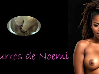 Noemi whispers dirty secrets while cumming on dildo close-up!