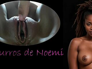 Noemi whispers dirty secrets while cumming on dildo close-up!