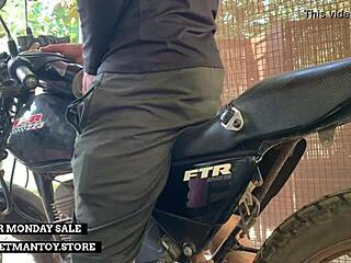 Man Straps Monster Rocketman Toy To Motorbike For Shaking Orgasm