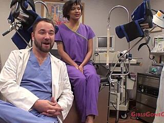 jackie banes squirts hard fingering shaved pussy backstage as nurse patient