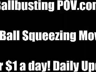 femdom ball kicking smashes your tiny teen balls punished