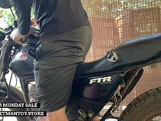 Man Straps Monster Rocketman Toy To Motorbike For Shaking Orgasm