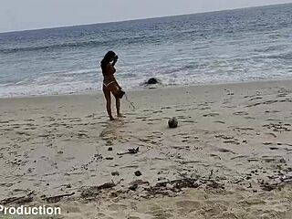 Monika Fox's Pierced Nipples Flash In Panties On Beach Swim