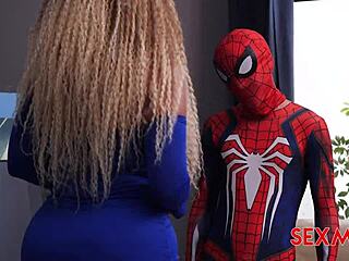 you won't believe how spiderman punishes carla morelli's latina ass in the garage after quickie blowjob?