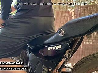 Man Straps Monster Rocketman Toy To Motorbike For Shaking Orgasm