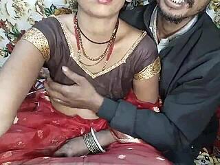Red Saree Bhabhi Boobs Squeezed Then Ass Fucked