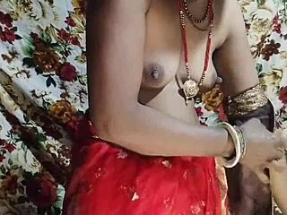 Red Saree Bhabhi Boobs Squeezed Then Ass Fucked