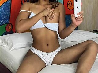 innocent petite 18+ babe spies herself masturbating tight pussy on phone cam