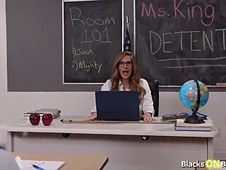 Big tits teacher, threesome with black teen students enough?