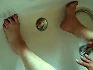 german chubby mature washes dirty feet barefoot in bathtub homemade