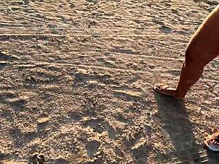 Quick Beach Anal Creampie Fills Her Bent-Over Asshole