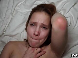 petite redhead teen fucked rough by two guys cowgirl