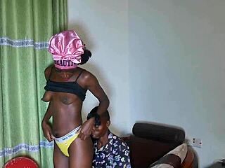 Petite Ebony Wife Begs for Birthday Cum Filling
