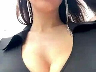 my stepmom's big natural tits bounce as she struts outdoors