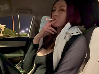 italian milf artemisia flashes juicy big tits outdoor smoking