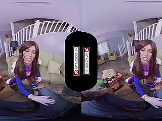 dva cosplay gamer takes vr cock deep in pussy