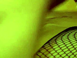 dale pounds lauren's wet pussy in crotchless fishnet pantyhose lingerie