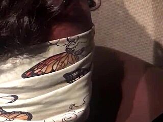 Blindfolded Ebony Sucks Old Cock Deepthroat Cum Mouth Masked