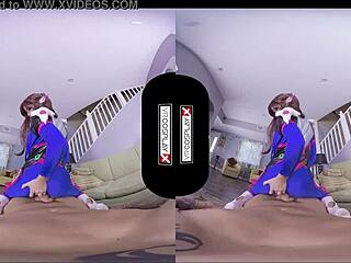 dva cosplay gamer takes vr cock deep in pussy