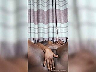 African Ebony BBW Oiled Ass Spreads for Anal Dildo Ride