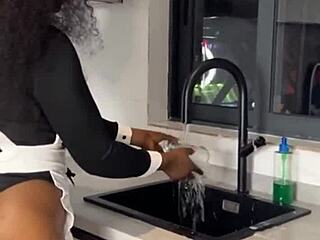 Ebon Maid Caught Riding Boss's Cock - Squirting Ecstasy!